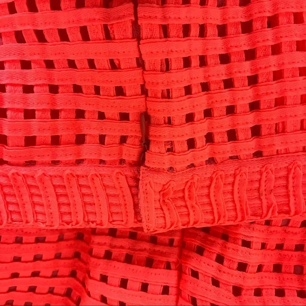 ANOTHER EDITION Japan sz S Bright Coral Orange Basket Woven Weave Skirt
